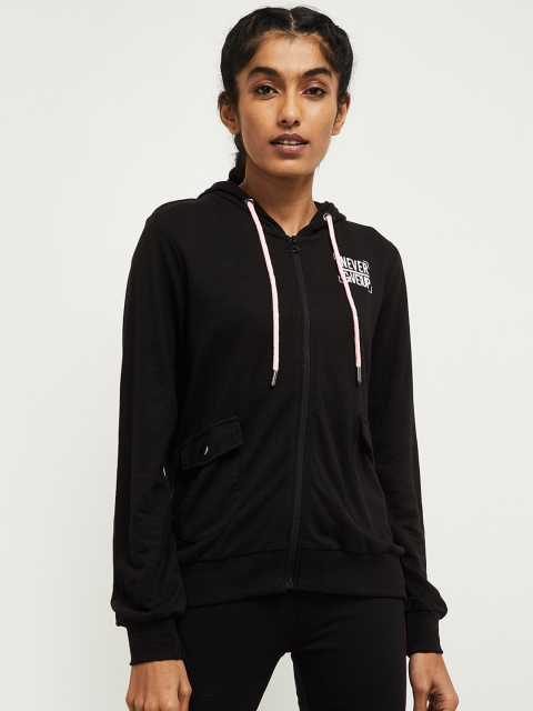 

max Women Black Solid Front-Open Sweater