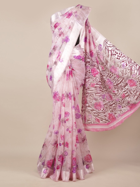 

Pothys Rose Printed Jute Silk Saree