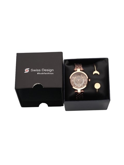 

Swiss Design Women Brown Watch & Jewellery Gift Set SDWGift Set-16