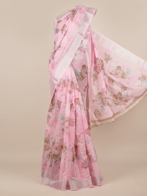 

Pothys Pink Printed Jute Silk Saree