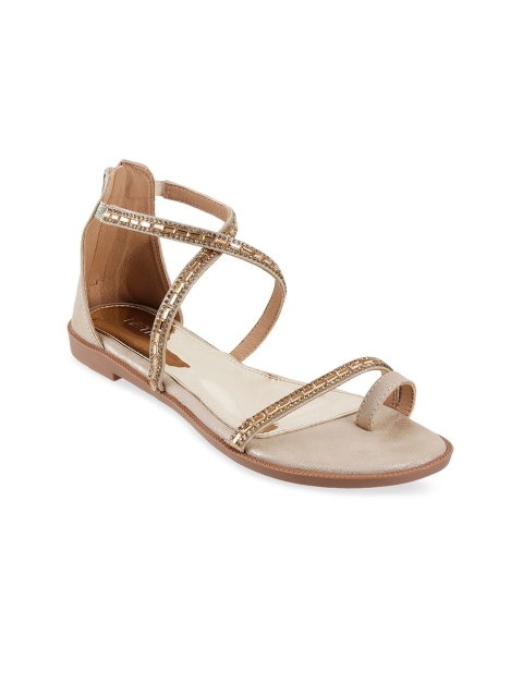 

Metro Women Gold-Toned Embellished One Toe Flats
