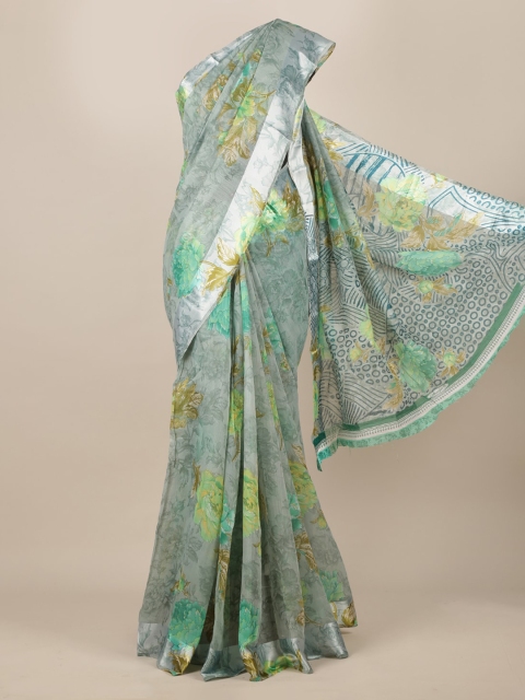 

Pothys Green Printed Jute Silk Saree