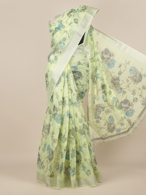 

Pothys Green Printed Jute Silk Saree