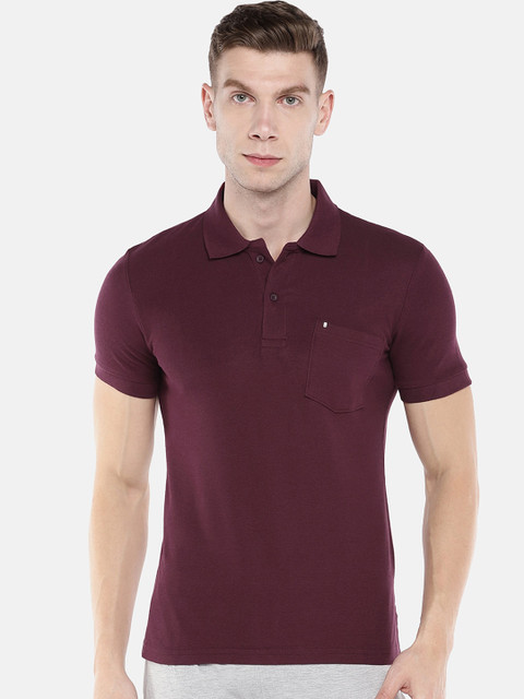 

Sweet Dreams Men Burgundy Solid Polo Collar T-shirt