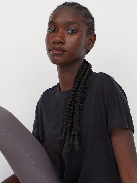 

H&M Women Lyocell Blend Sports Sustainable Top, Black