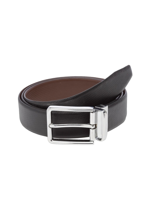 

WELBAWT Men Black & Brown Textured Leather Slim Reversible Belt
