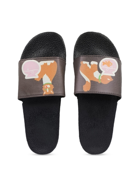 

Pampy Angel Women Brown & Orange Fish Cat Printed Sliders