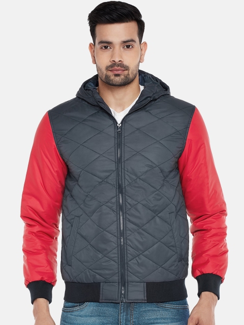 

People Men Grey Solid Quilted Jacket