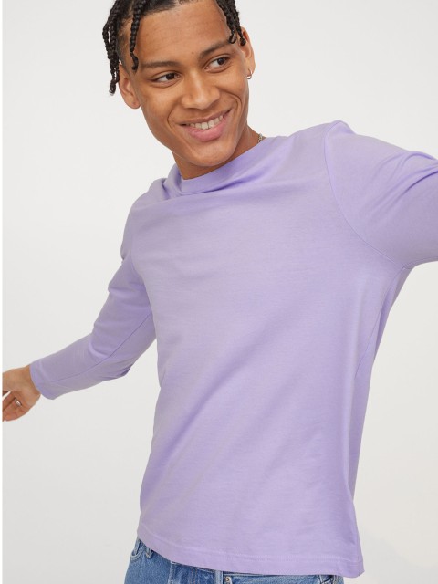

H&M Men Purple Solid Long Sleeved Top Regular Fit
