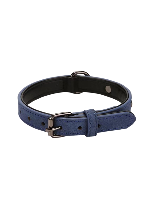 

PETS EMPIRE Blue Solid Soft Leather Padded Dog Collar