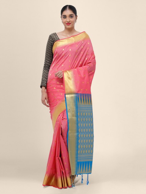 

Bangalore Silk Emporium Pink Woven Design Handloom Art Silk Saree
