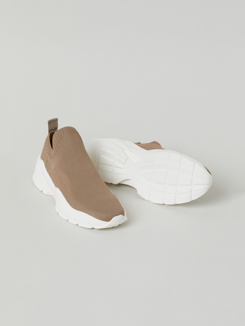 

H&M Women Beige Woven Design Fully-fashioned trainers