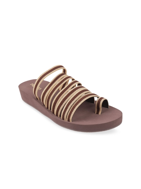 

Metro Women Beige Striped One Toe Flats