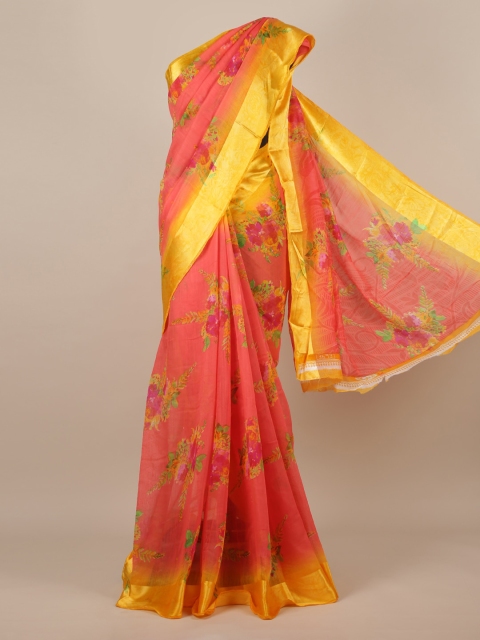 

Pothys Pink Printed Jute Silk Saree