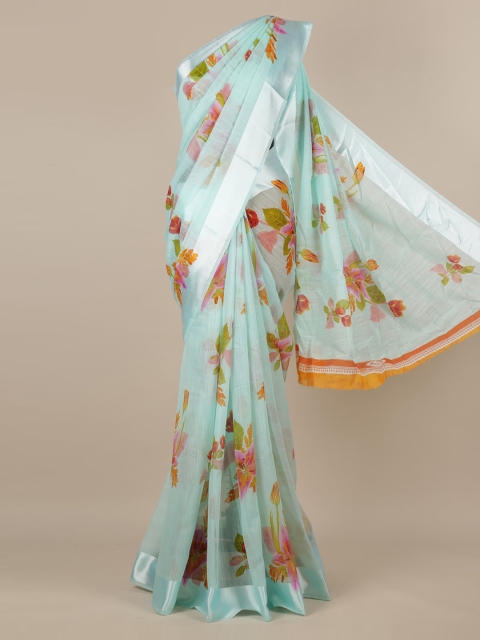 

Pothys Blue Printed Jute Silk Saree