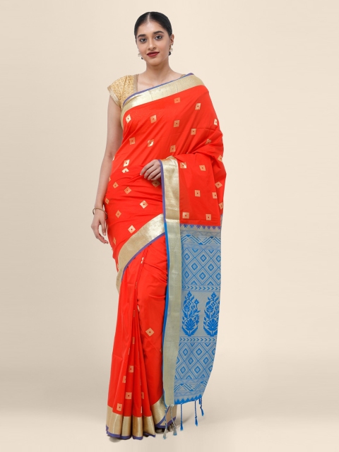 

Bangalore Silk Emporium Orange Woven Design Art Silk Saree