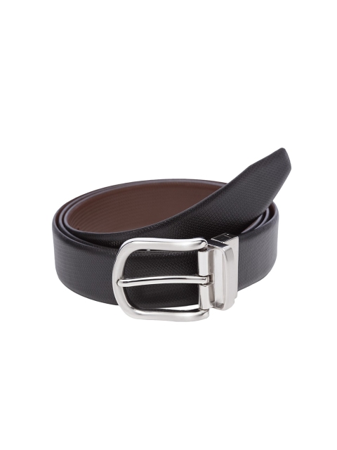 

WELBAWT Men Black & Brown Textured Leather Slim Reversible Belt