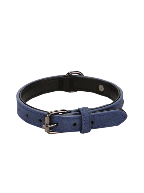 

PETS EMPIRE Blue Solid Soft Leather Padded Dog Collar