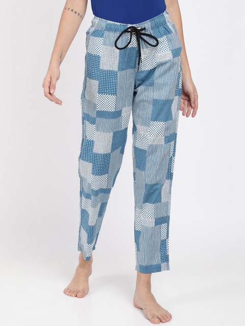 

Bene Kleed Women Blue & White Printed Lounge Pants