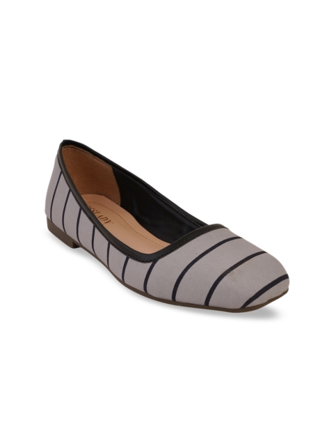 

SCENTRA Women Grey Striped Canvas Ballerinas
