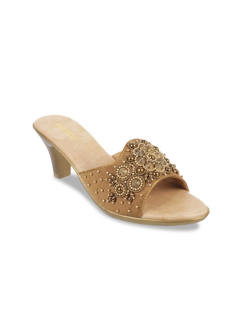 

Metro Women Gold-Toned Embellished Mules