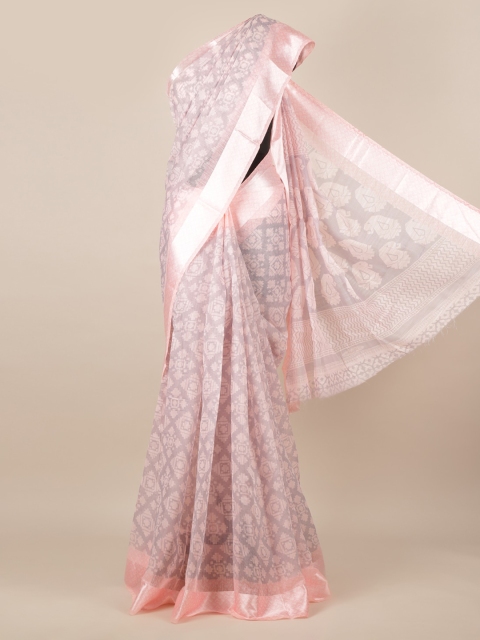 

Pothys Pink Woven Design Jute Silk Saree