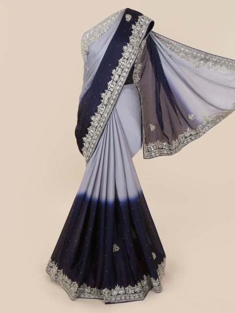 

Pothys Blue Embellished Pure Georgette Saree