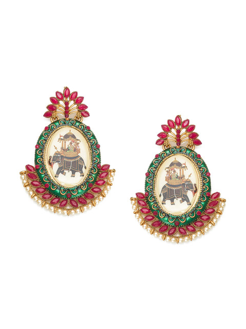 

aadita Pink Gold-Plated Contemporary Handcrafted Drop Earrings