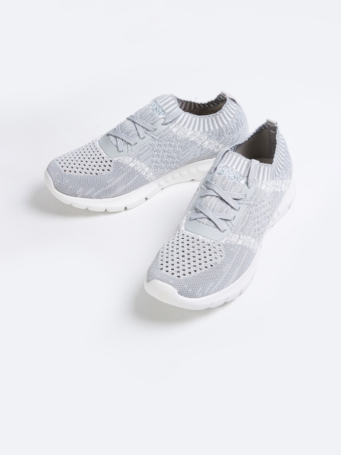

Ginger by Lifestyle Women Grey Woven Design Leather Slip-On Sneakers
