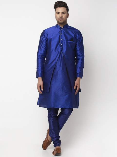 

Benstoke Men Blue Self-Design Sherwani Set