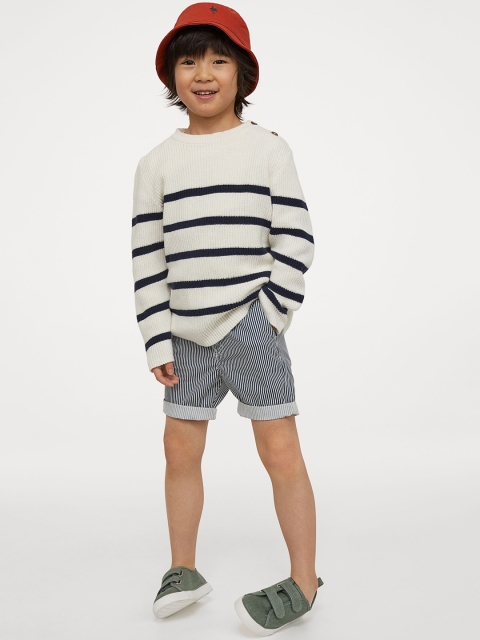 

H&M Boys Blue & White Striped Cotton Shorts