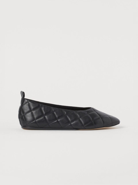 

H&M Women Black Leather Ballet Pumps
