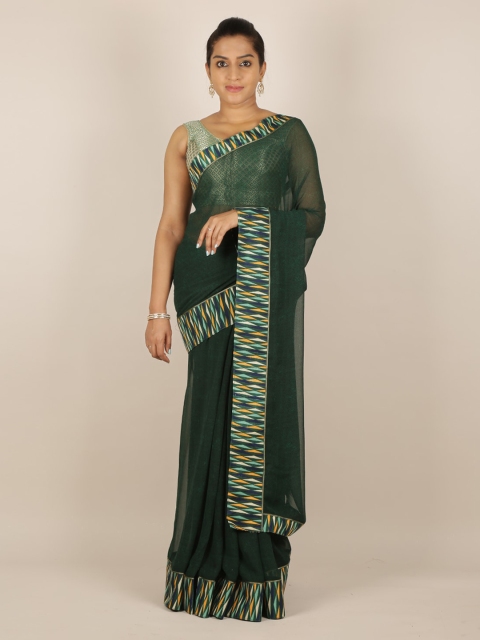 

Pothys Green Printed Poly Chiffon Saree