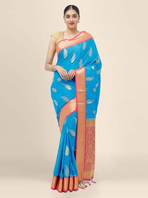 

Bangalore Silk Emporium Blue Woven Design Silk Blend Saree