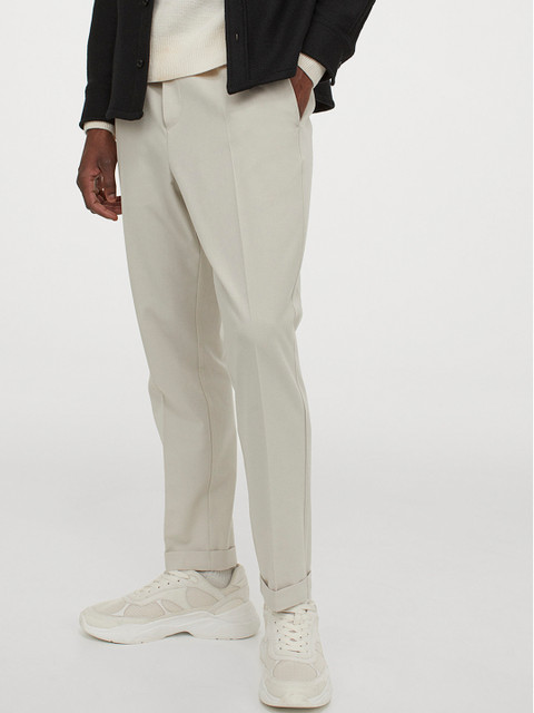 

H&M Beige Solid Joggers Slim Fit