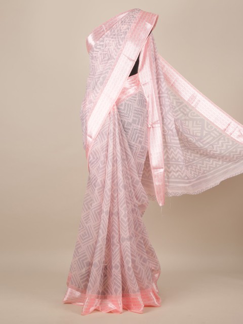 

Pothys Pink Woven Design Jute Silk Saree