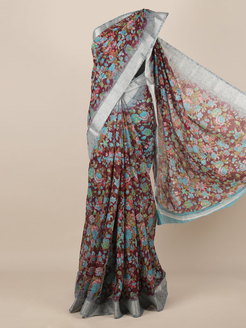 

Pothys Purple Printed Jute Silk Saree