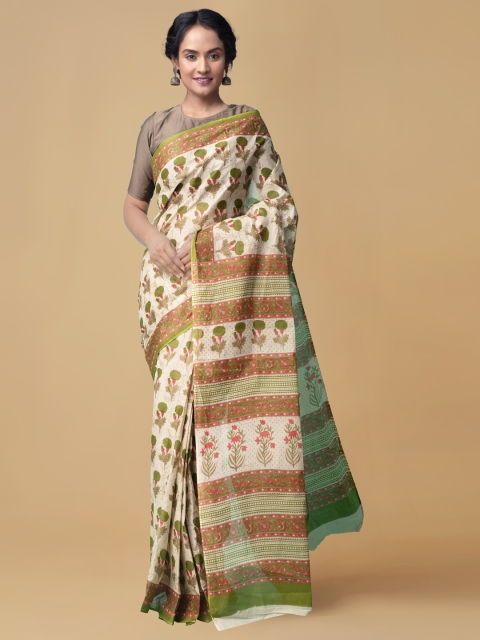 

Unnati Silks Beige Pure Cotton Printed Kovai Saree