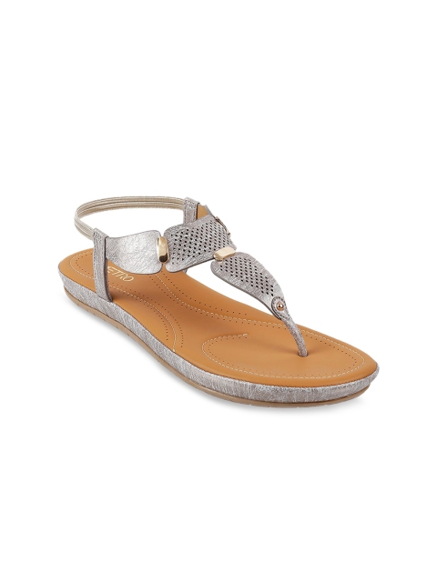 

Metro Women Grey Solid Open Toe Flats
