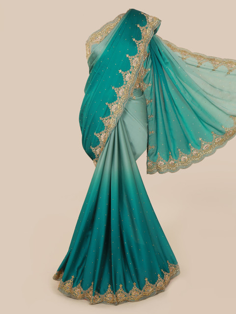

Pothys Sea Green Dyed Pure Georgette Saree