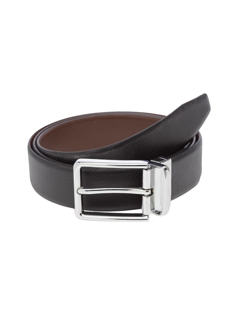 

WELBAWT Men Black & Brown Textured Leather Slim Reversible Belt