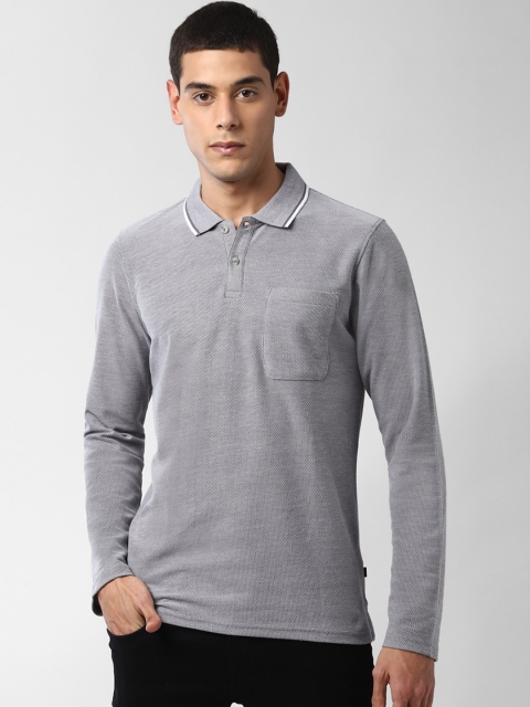 

Peter England Casuals Men Grey Solid Polo Collar T-shirt