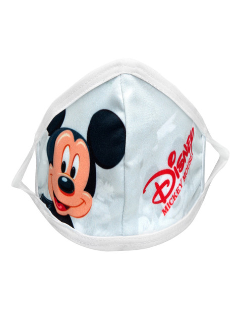 

TREEMODA Kids White & Blue Mickey Mouse Printed 2-Ply Reusable Cloth Mask