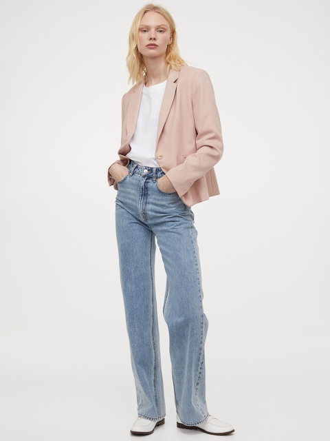 

H&M Women Pink Solid Fitted Jacket
