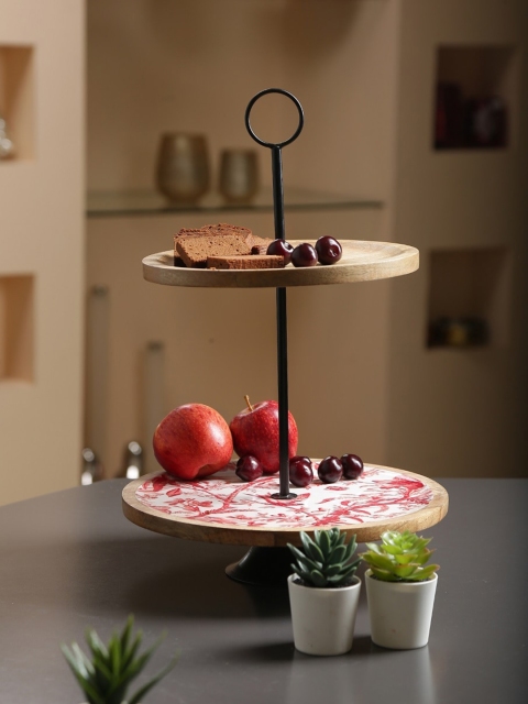 

Amoliconcepts White & Red Enamelled Two-Tier Sustainable Wooden Cake Stand