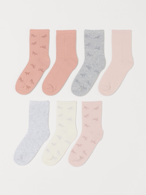 

H&M Girls Multicoloured Patterned 7-pack Socks, Multi