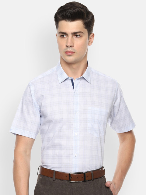 

Van Heusen Men Blue Regular Fit Checked Casual Cotton Shirt