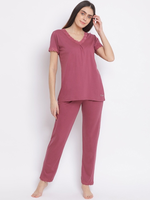

Kanvin Women Mauve Solid Night Suit MJKSS21140A