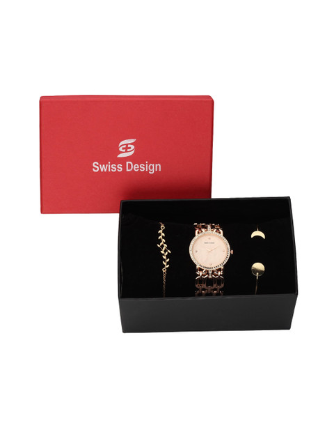 

Swiss Design Rose Gold-Toned Watch & Bracelet Gift Set SDWGift Set-86