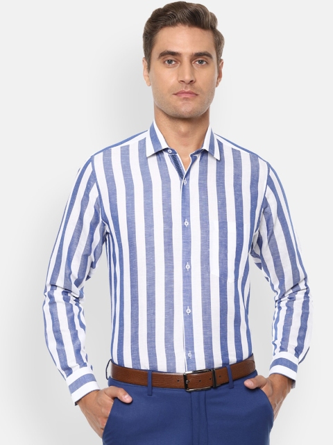 

Van Heusen Men White & Blue Regular Fit Striped Formal Shirt